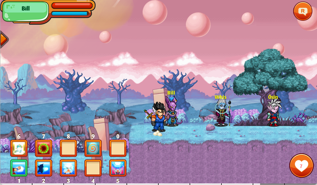 Bản đồ Hành tinh Bill trong game Ngọc Rồng Sao